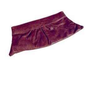 LAUREN MERKIN BOHO DISTRESSED LEATHER BROWN UNIQUE LUXE CLUTCH BAG